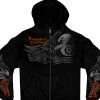 Hot Leathers GMZ4137 Men’s ‘Ghost Eagle’ Black’ Black Hoodie With Zipper Closure