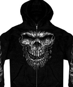 Hot Leathers GMZ4237 Men’s ‘Shredder Skull’ Black Hoodie With Zipper Closure Motorcycle Jackets