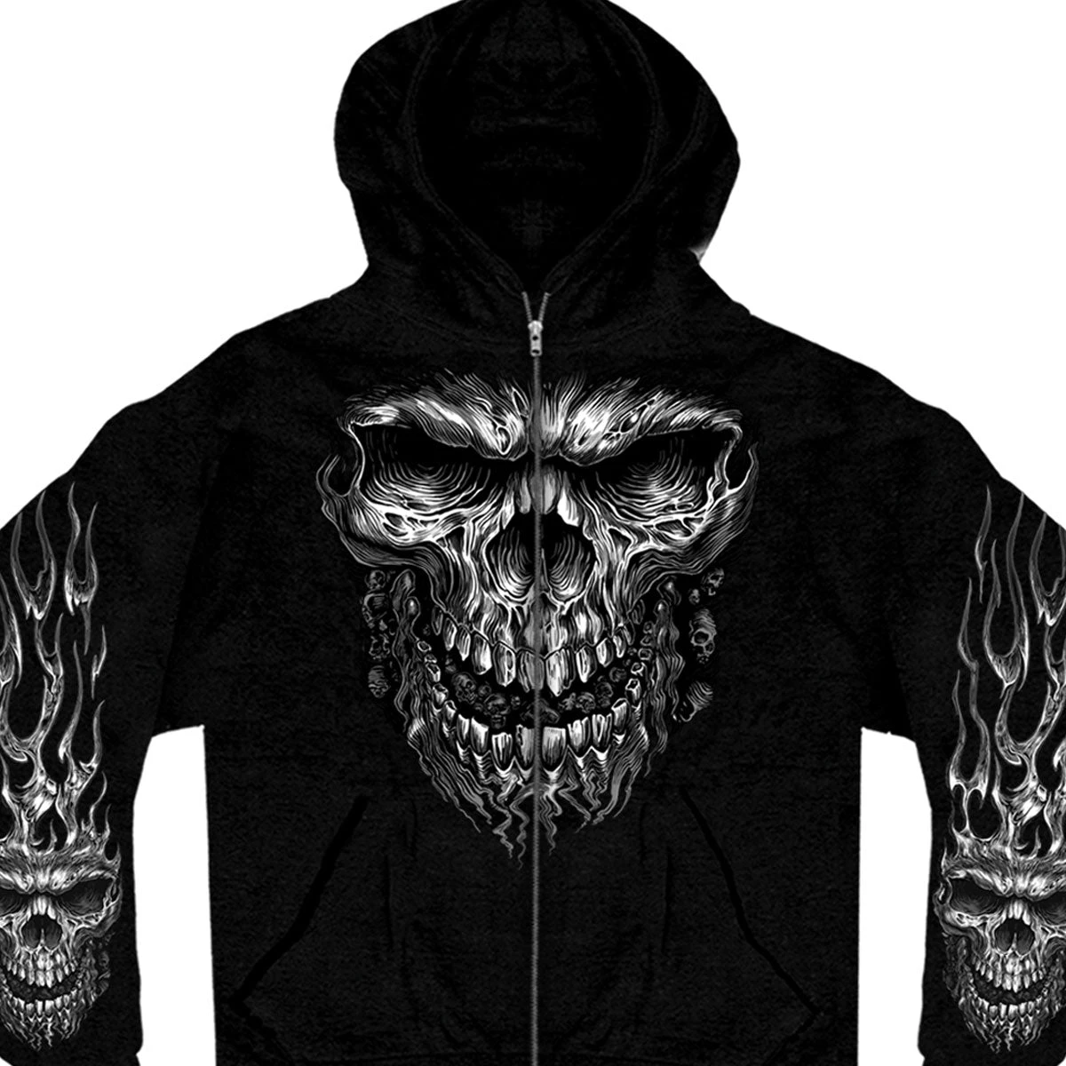 Hot Leathers GMZ4237 Men’s ‘Shredder Skull’ Black Hoodie With Zipper Closure Motorcycle Jackets