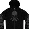 Motorcycle Jackets Hot Leathers GMZ4305 Men’s ‘Skull And Crossbones’ Black Hoodie With Zipper Closure