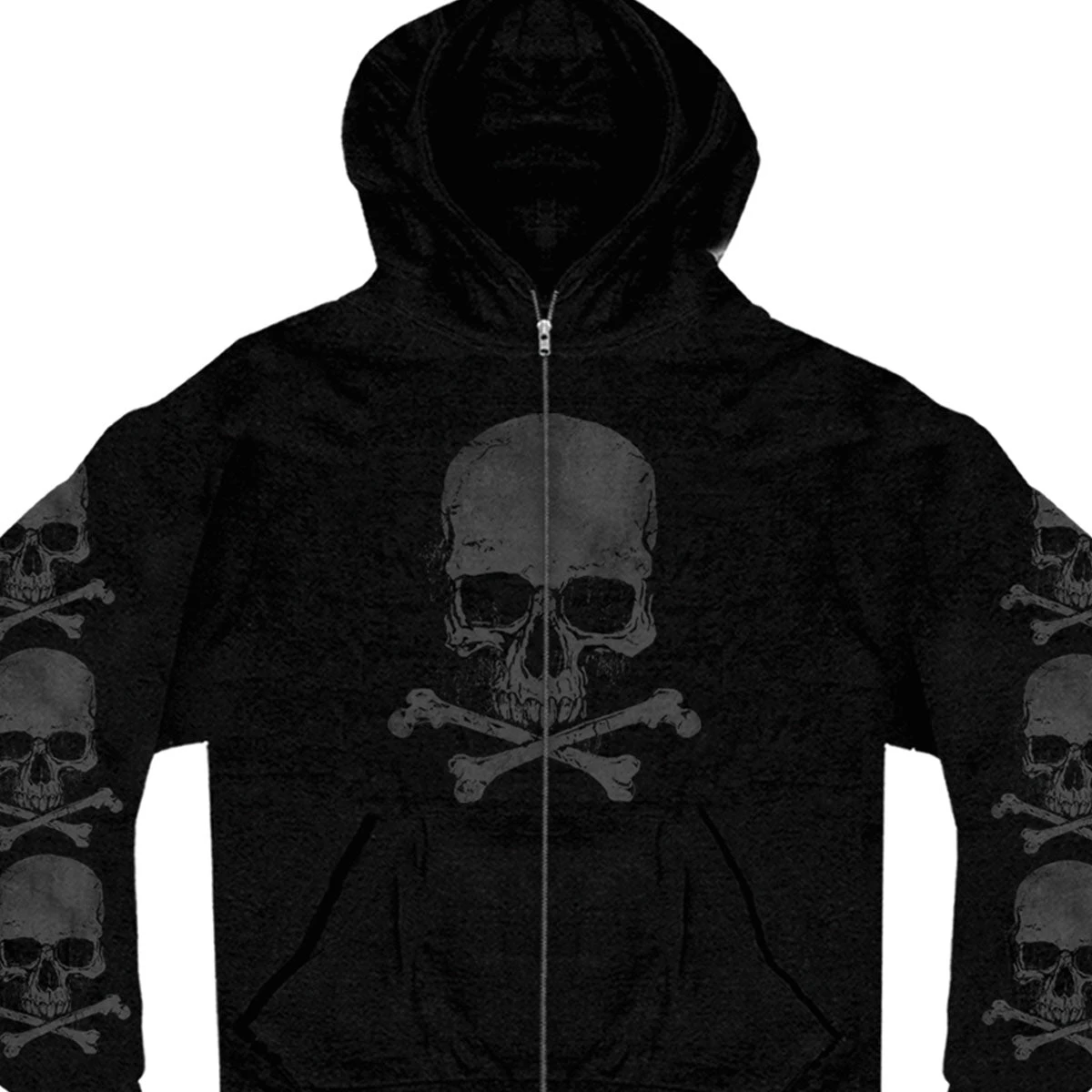 Motorcycle Jackets Hot Leathers GMZ4305 Men’s ‘Skull And Crossbones’ Black Hoodie With Zipper Closure