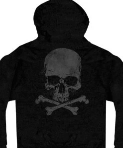 Motorcycle Jackets Hot Leathers GMZ4305 Men’s ‘Skull And Crossbones’ Black Hoodie With Zipper Closure