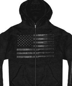 Hot Leathers GMZ4414 Men’s ‘American Flag Bullets’ Black Hoodie With Zipper Closure