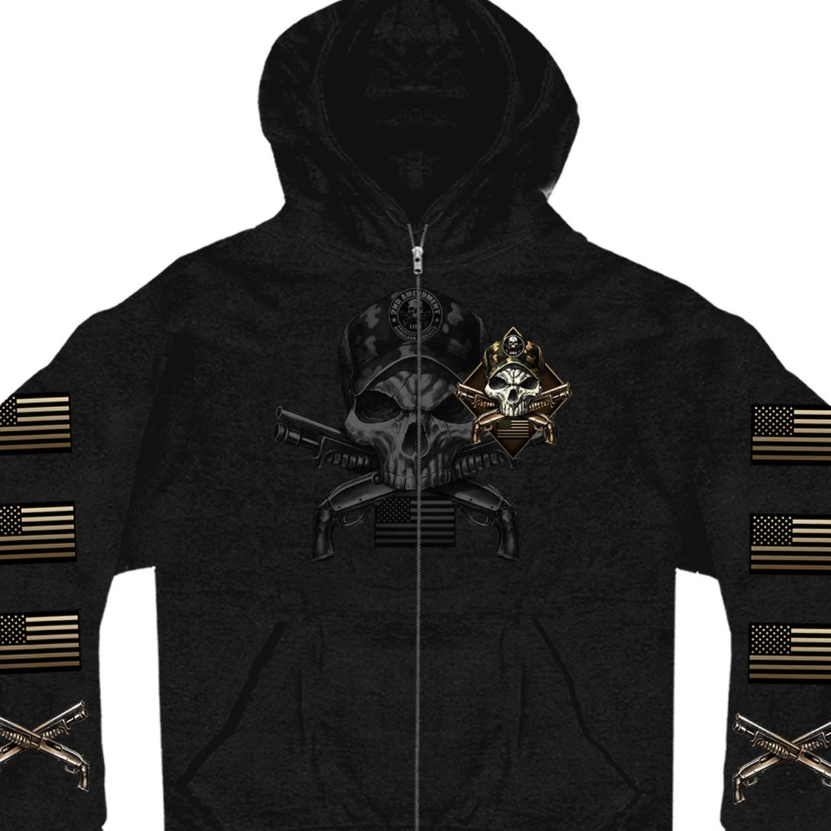 Hot Leathers GMZ4415 Men’s ‘Camo Skull’ Black Hoodie With Zipper Closure