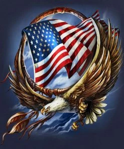 Hot Leathers GMZ4488 Men’s Hoop Eagle Zip Up Navy Hoodie Sweatshirt