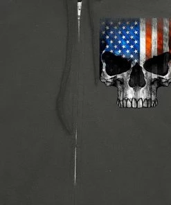 Hot Leathers GMZ4489 Men’s Patriotic Skull Charcoal Zip Up Hoodie Sweatshirt Motorcycle Jackets