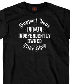 Hot Leathers GSB274 Menâs âSupport Your Local Bike Shopâ Black Short Sleeve T-Shirt