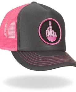 Hot Leathers GSH1001 Middle Finger Grey And Pink Trucker Hat