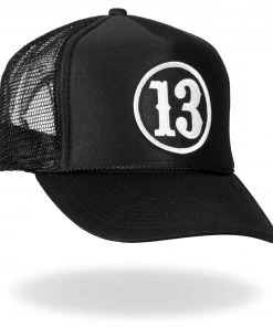 Riding Gear Hot Leathers GSH1003 13 Black Trucker Hat