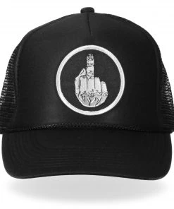 Hot Leathers GSH1004 Middle Finger Black Trucker Hat Riding Gear
