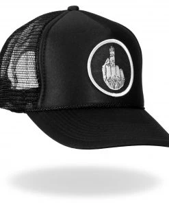 Hot Leathers GSH1004 Middle Finger Black Trucker Hat Riding Gear