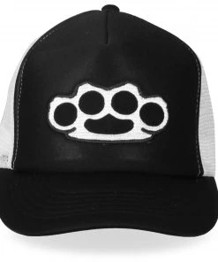 Riding Gear Hot Leathers GSH1009 Knuckles Black And White Trucker Hat