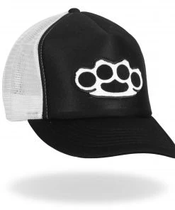 Riding Gear Hot Leathers GSH1009 Knuckles Black And White Trucker Hat