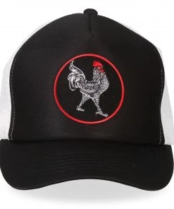 Hot Leathers GSH1012 Rooster Black And White Trucker Hat Riding Gear