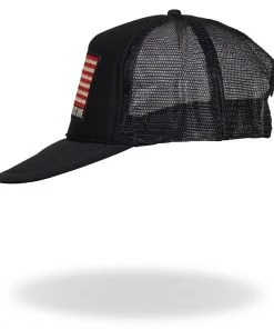 Riding Gear Hot Leathers GSH1016 Try Stomping This American Flag Black Trucker Hat