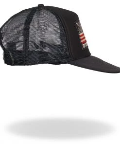 Riding Gear Hot Leathers GSH1016 Try Stomping This American Flag Black Trucker Hat