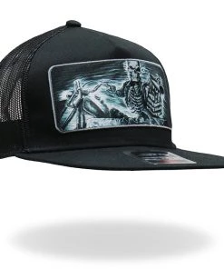Hot Leathers GSH1019 Black ‘Assassin Rider’ Snap Back Hat Riding Gear