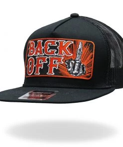 Hot Leathers GSH1020 Black ‘Back Off Bone Finger’ Snap Back Hat Riding Gear