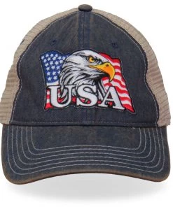 Hot Leathers GSH1023 Eagle Head Flag Trucker Hat