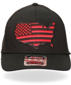 Hot Leathers GSH1036 Red Country Flag Trucker Hat