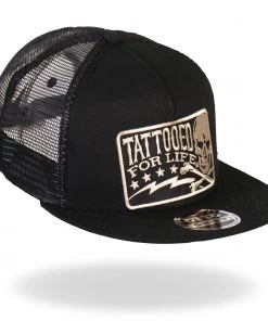 Hot Leathers GSH2003 Tattooed For Life Skull And Bolts Snap Back Hat Riding Gear