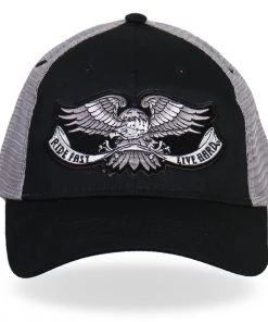 Riding Gear Hot Leathers GSH2006 Eagle Tattoo Trucker Black And Grey Hat