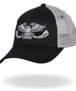 Riding Gear Hot Leathers GSH2006 Eagle Tattoo Trucker Black And Grey Hat