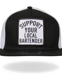 Riding Gear Hot Leathers GSH2007 Support Your Local Bartender Black And White Snapback Ball Cap