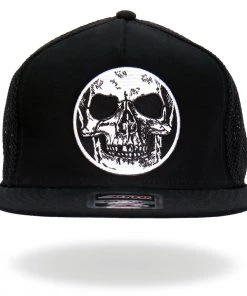 Hot Leathers GSH2023 Black Circle Skull Snapback Hat Riding Gear