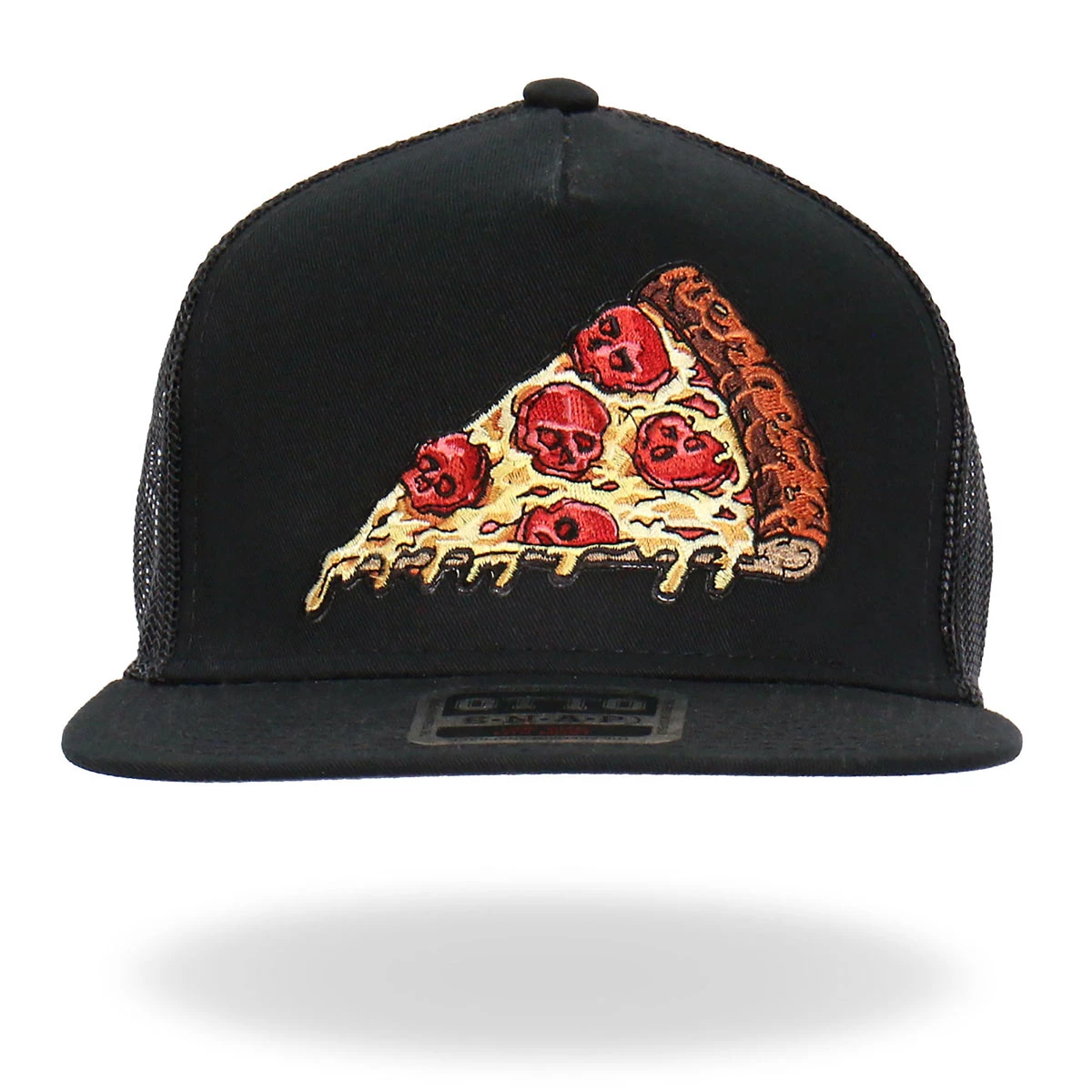 Hot Leathers GSH2024 Black Pepperoni Skull Pizza Snapback Hat Riding Gear