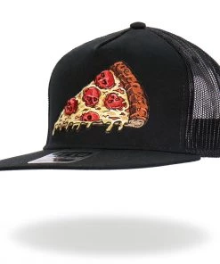 Hot Leathers GSH2024 Black Pepperoni Skull Pizza Snapback Hat Riding Gear