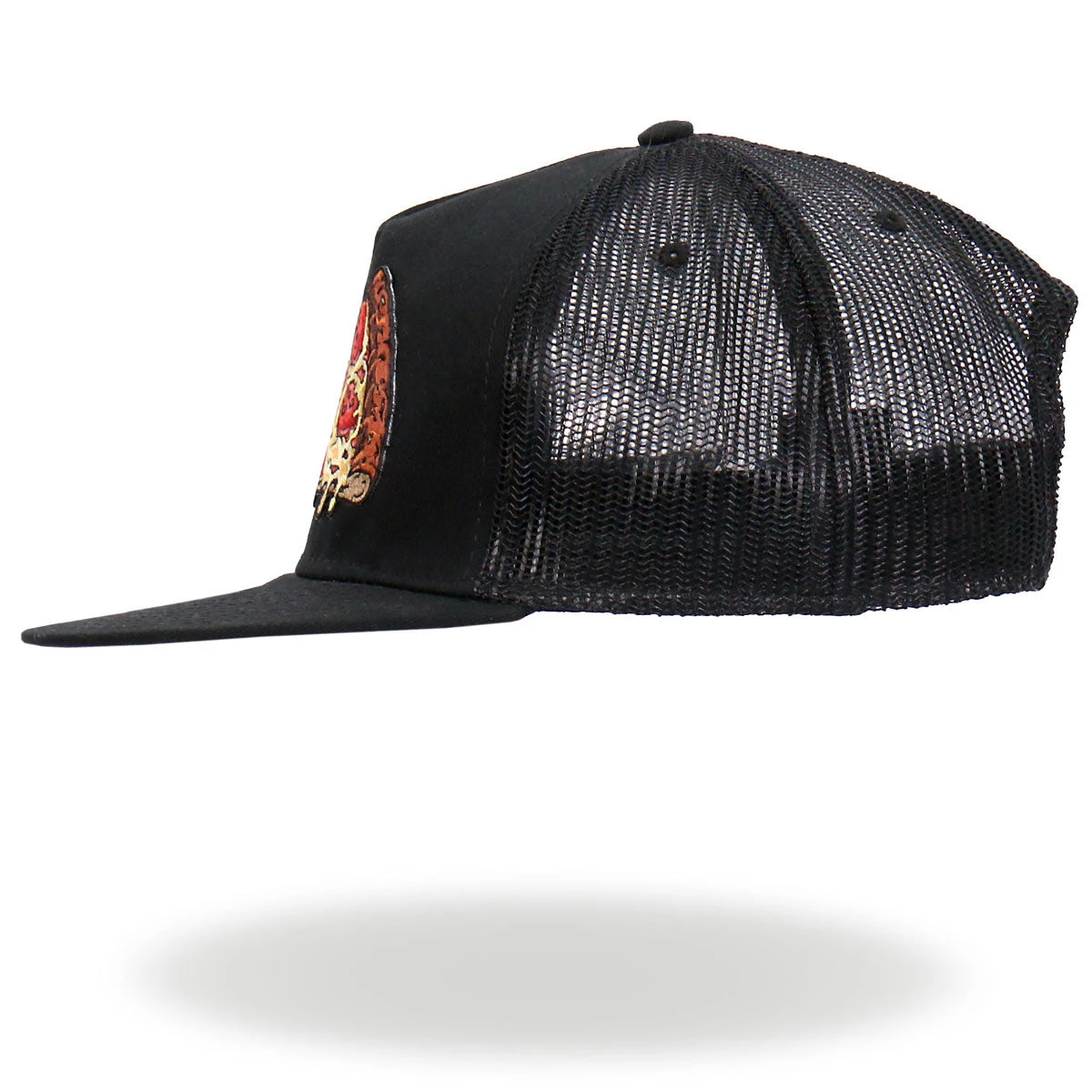 Hot Leathers GSH2024 Black Pepperoni Skull Pizza Snapback Hat Riding Gear