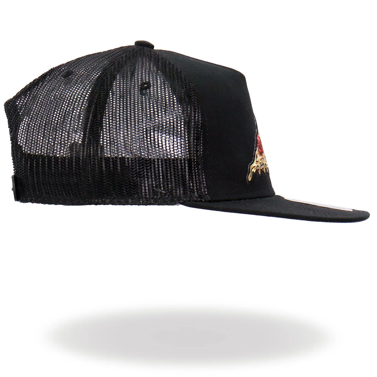 Hot Leathers GSH2024 Black Pepperoni Skull Pizza Snapback Hat Riding Gear