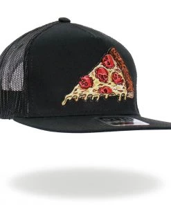 Hot Leathers GSH2024 Black Pepperoni Skull Pizza Snapback Hat Riding Gear