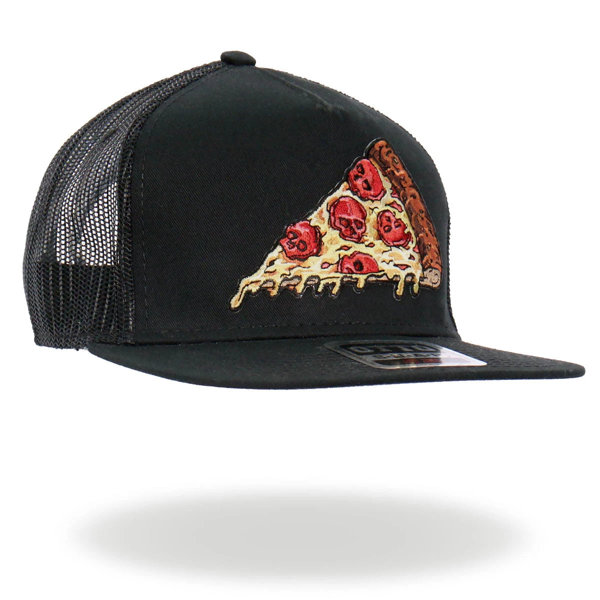 Hot Leathers GSH2024 Black Pepperoni Skull Pizza Snapback Hat Riding Gear