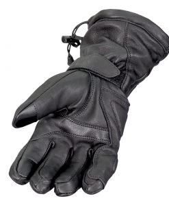 Riding Gear Hot Leathers GVD1015 Black Deerskin Leather Gauntlet Gloves