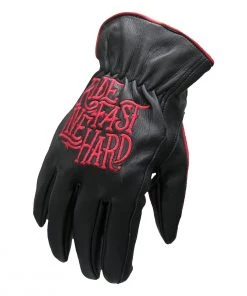 Hot Leathers GVD2002 Uni-Sex Black 'Bolt' Deer Skin Leather Gloves