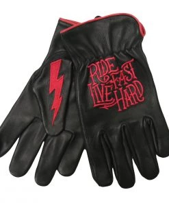 Hot Leathers GVD2002 Uni-Sex Black 'Bolt' Deer Skin Leather Gloves