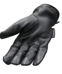 Riding Gear Hot Leathers GVD2003 Uni-Sex 'Grey And Black Flannel Lined' Deer Skin Leather Gloves