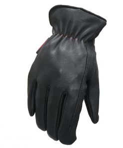 Hot Leathers GVD2004 Uni-Sex'Red And Black Flannel Lined' Deer Skin Leather Gloves Riding Gear