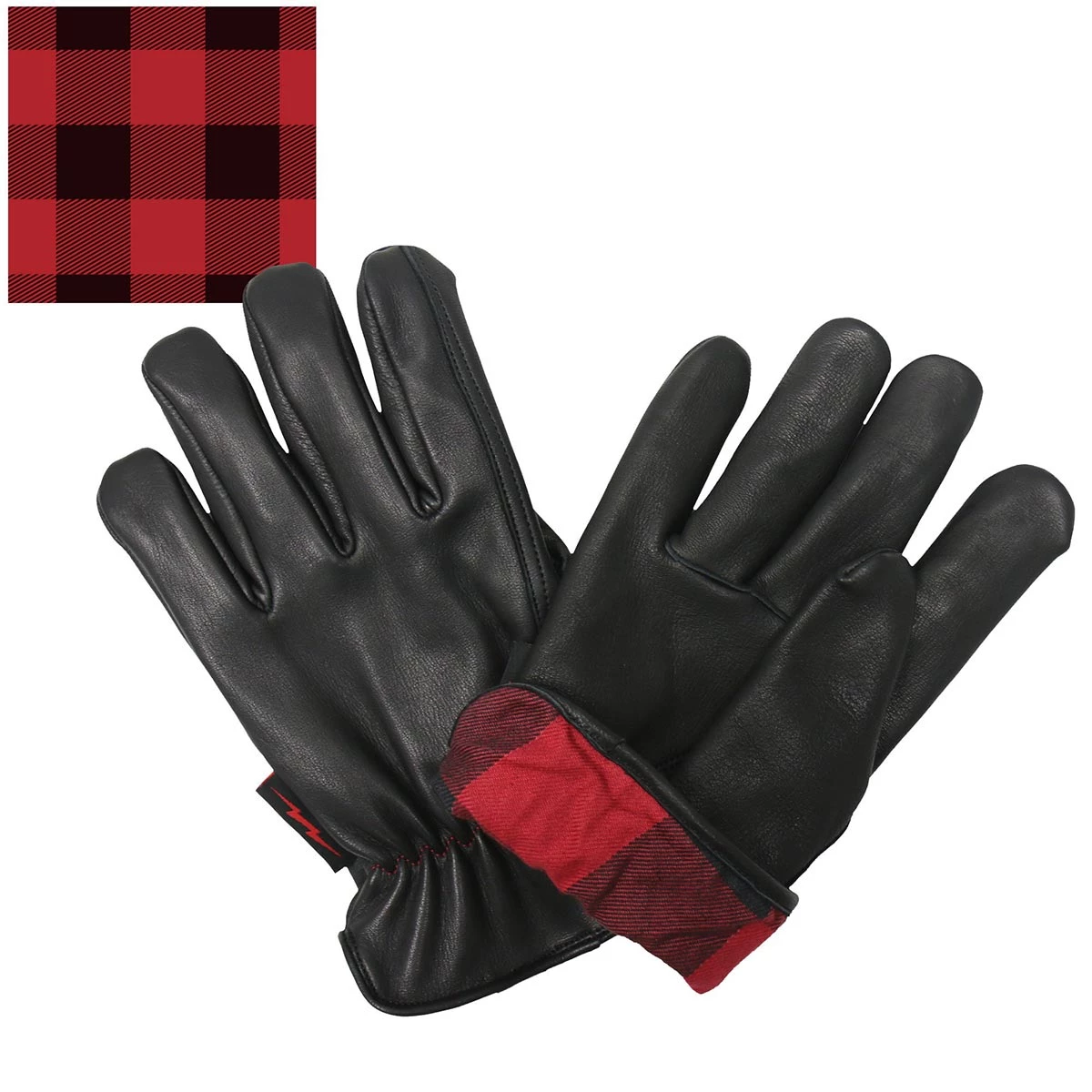 Hot Leathers GVD2004 Uni-Sex 'Red And Black Flannel Lined' Deer Skin Leather Gloves Riding Gear