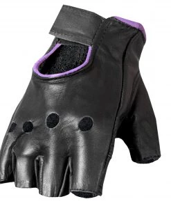 Riding Gear Hot Leathers GVL1005 Ladies Purple Piping Fingerless Gloves