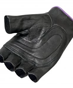 Riding Gear Hot Leathers GVL1005 Ladies Purple Piping Fingerless Gloves