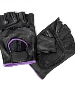 Riding Gear Hot Leathers GVL1005 Ladies Purple Piping Fingerless Gloves
