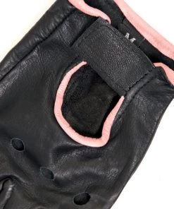 Hot Leathers GVL1006 Ladies Pink Piping Fingerless Gloves