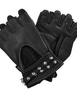 Hot Leathers GVL1010 Ladies Fingerless Gel Palm Gloves With Studs