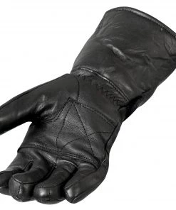Riding Gear Hot Leathers GVM1001 Men's Black Leather Gauntlet Glove With Quilted Lining