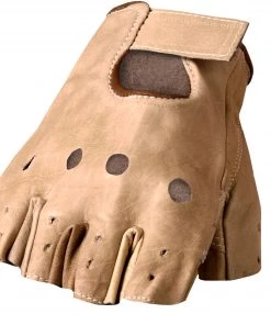 Hot Leathers GVM1005 Brown Unlined Fingerless Leather Gloves With Padded Palm