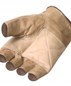 Hot Leathers GVM1005 Brown Unlined Fingerless Leather Gloves With Padded Palm