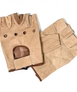 Hot Leathers GVM1005 Brown Unlined Fingerless Leather Gloves With Padded Palm